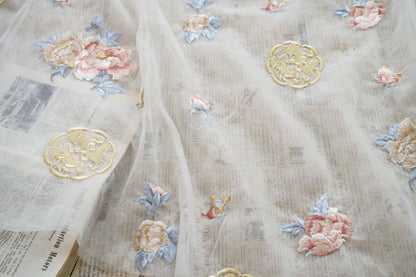 Embossed Flower Embroidery Organza Fabric: 3D Silk, Costume & Decor