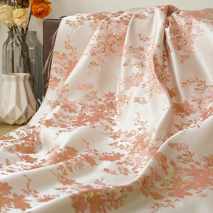 Gold Thread Floral Jacquard Fabric: 3D Texture Upholstery, 58"W