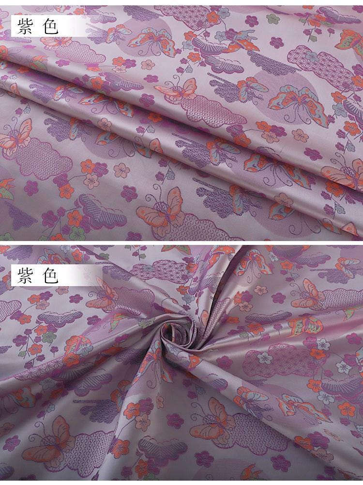 Butterfly Weaving Rayon Fabric: Mongolian Tibetan Gold Pattern, 58"W