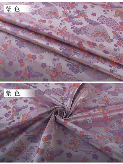 Butterfly Weaving Rayon Fabric: Mongolian Tibetan Gold Pattern, 58"W