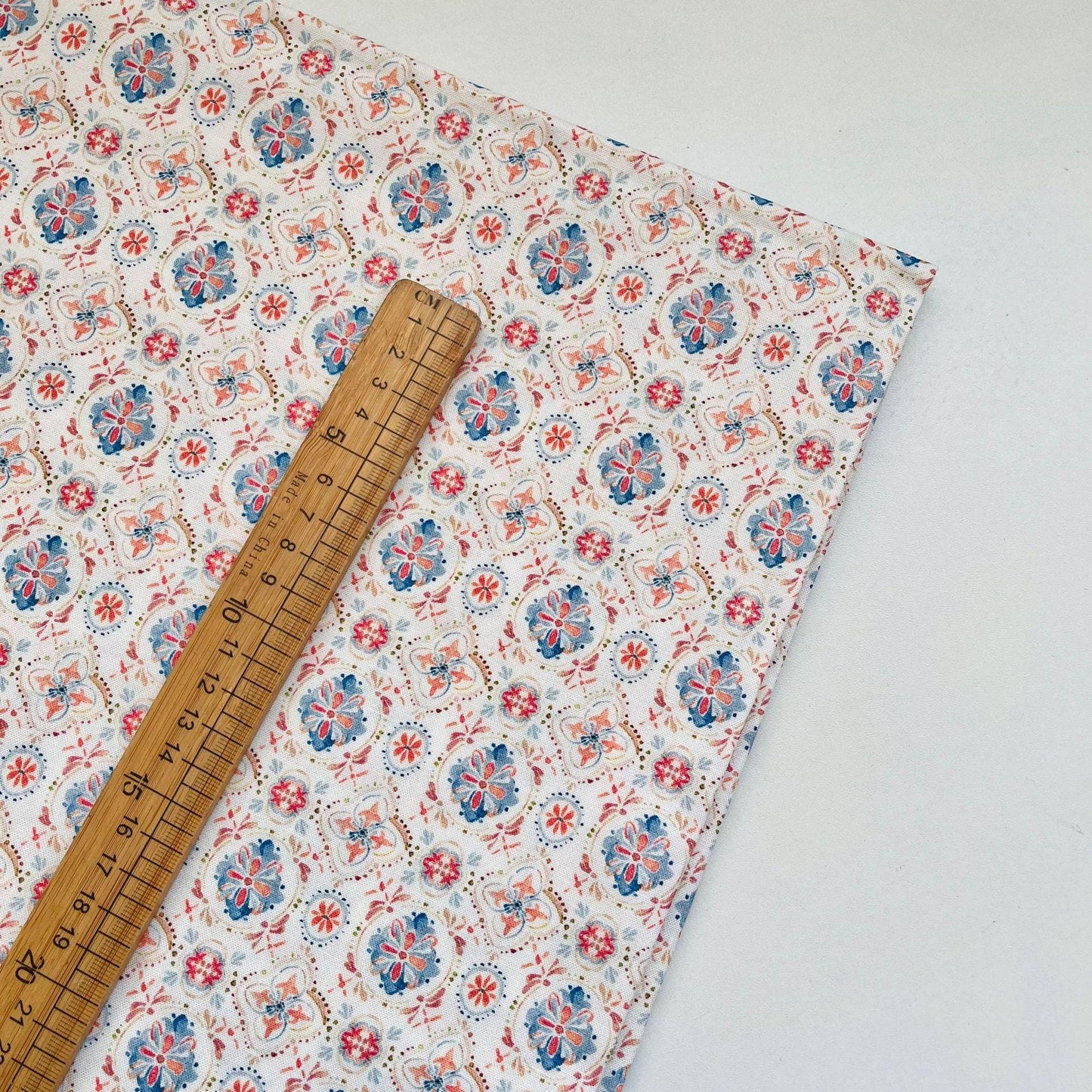 Floral Cotton Fabric: 60s Style Print, 59" Wide, Quilting Sewing