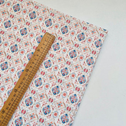Floral Cotton Fabric: 60s Style Print, 59" Wide, Quilting Sewing