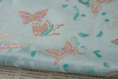 Butterfly Jacquard Fabric: Gold Thread Polyester Rayon Blend, 57"W