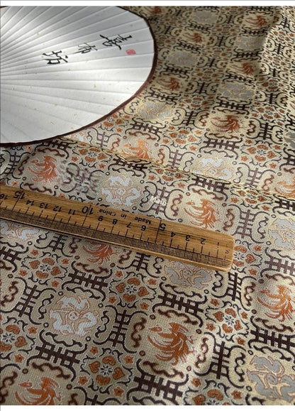 Sengoku Pattern Brocade Fabric: Ancient Style Robe Material, 59" Wide