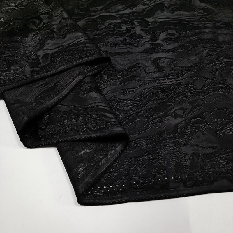 Blue & Black 3D Texture Jacquard Fabric: 66" Wide Polyester Blend