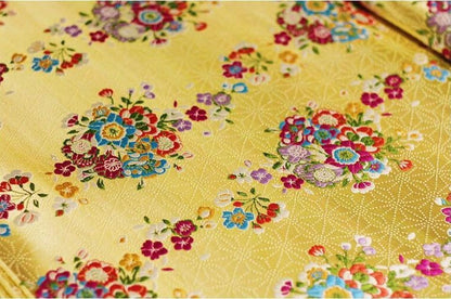 Tissu brocart à motifs floraux : Jacquard de soie et rayonne turquoise - Au mètre