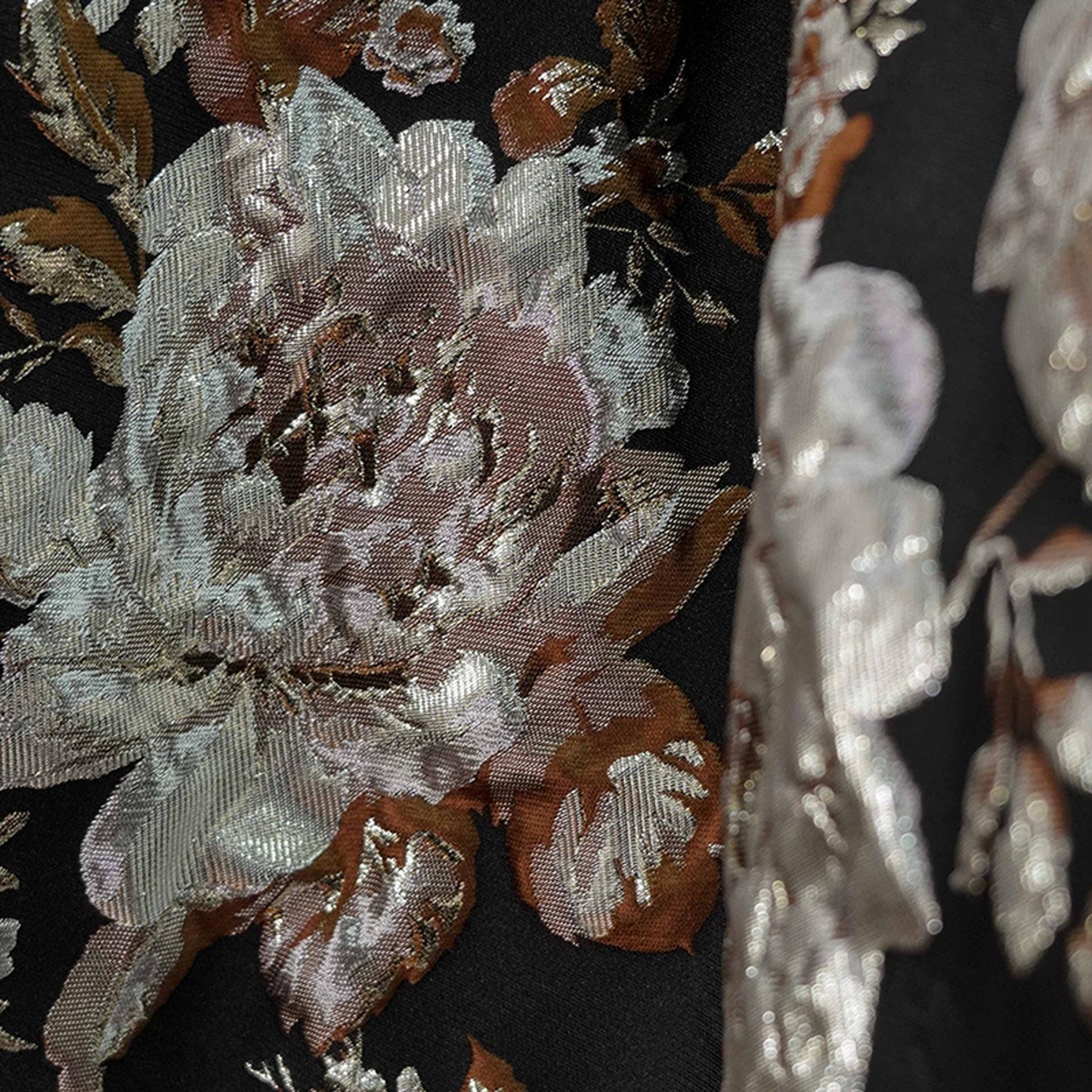 Gold Thread Floral Jacquard Fabric: 3D Texture Upholstery, 56"W