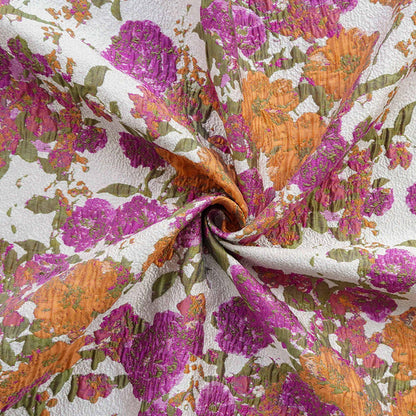 Floral Embroidered Jacquard Fabric: French Country Style Upholstery Sewing Material