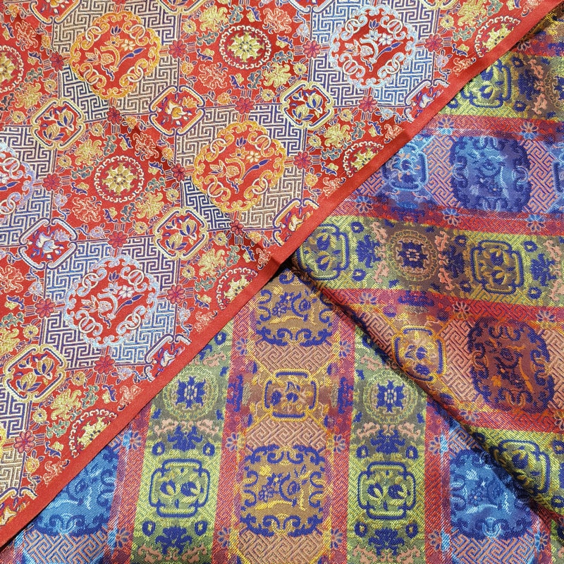 Mongolian Brocade Fabric: 59"W Rayon Cheongsam, Robe, Upholstery
