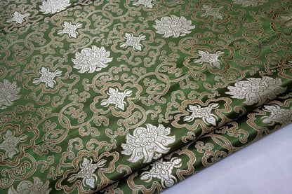 Chinese Medallion Brocade Fabric: 35" Wide, Silk Blend