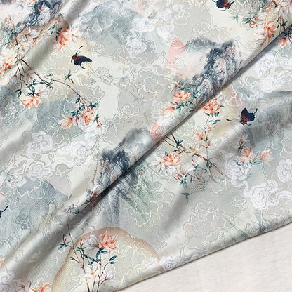 Floral Botanical Print Fabric: Polyester Spandex Blend, 55" Wide - Poppylollipop