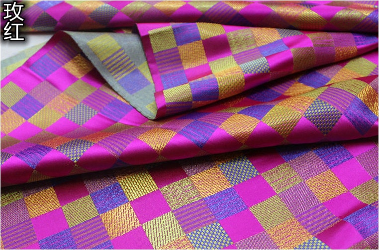 Fuchsia Brocade Fabric: Silk Rayon Jacquard, Cheongsam Qipao Material (35"W)