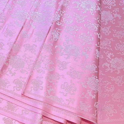 Silk Brocade Fabric: Mongolian Tibetan Double Fish Design, 29.5" Wide