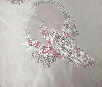 Metallic Damask Satin Fabric: 3D Peacock Jacquard, 56"W