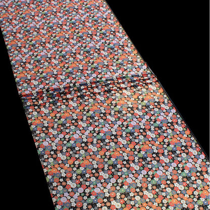 Japanese KINRAN Floral Fabric: Black Silk Rayon Blend, 59" Wide