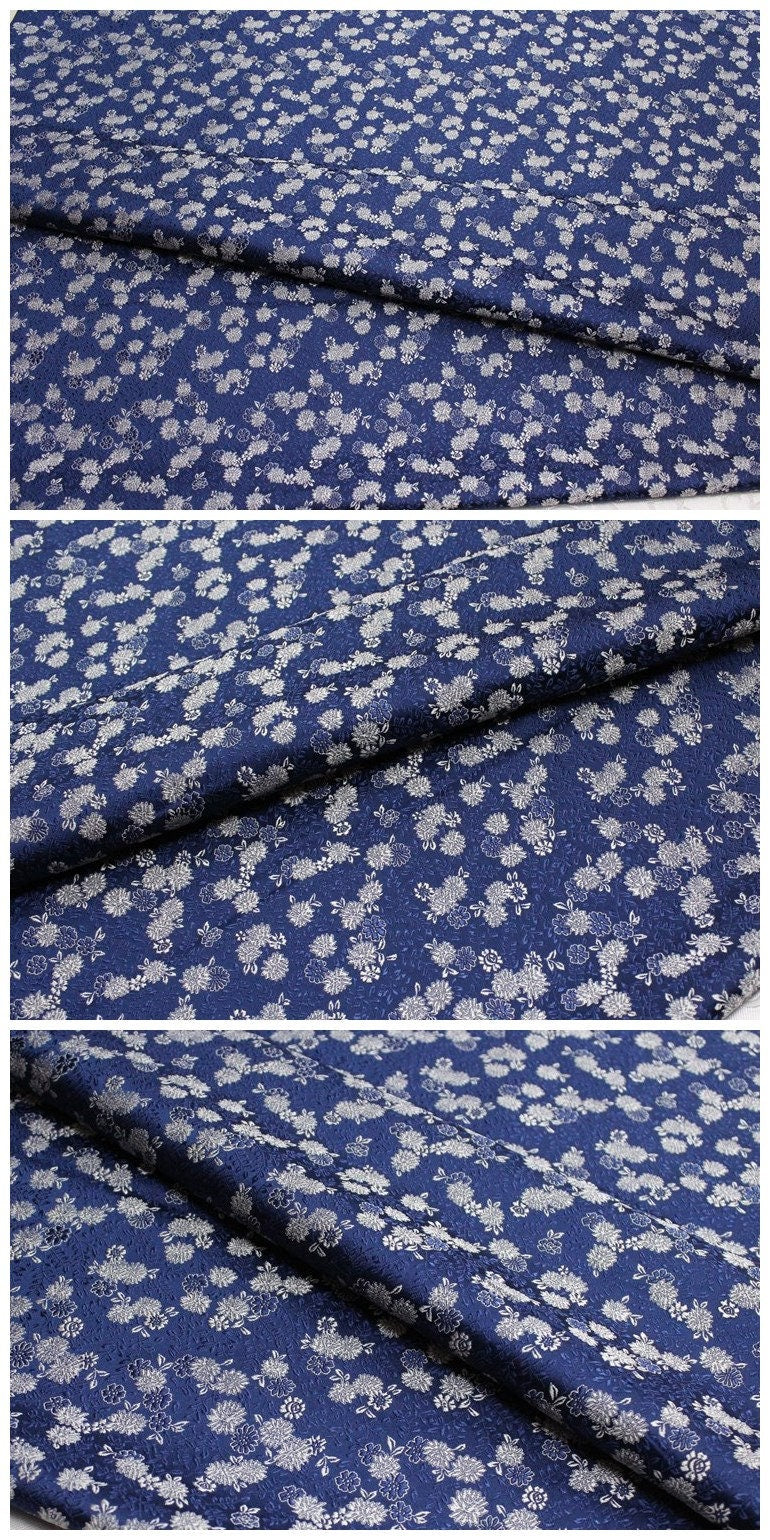 Tissu brocart de soie : motif pivoine, tissu de mariage chinois (vendu au mètre)