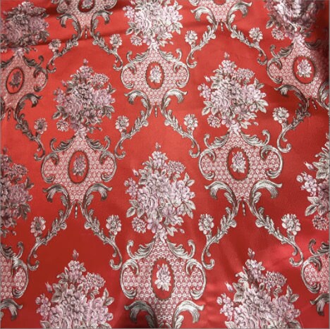 Gold Jacquard Fabric: Embossed 3D Floral Brocade, 55" Wide By The Meter
