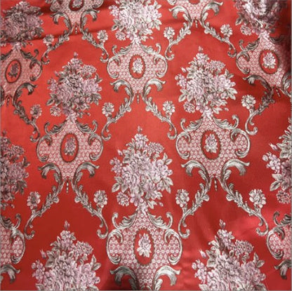 Gold Jacquard Fabric: Embossed 3D Floral Brocade, 55" Wide By The Meter
