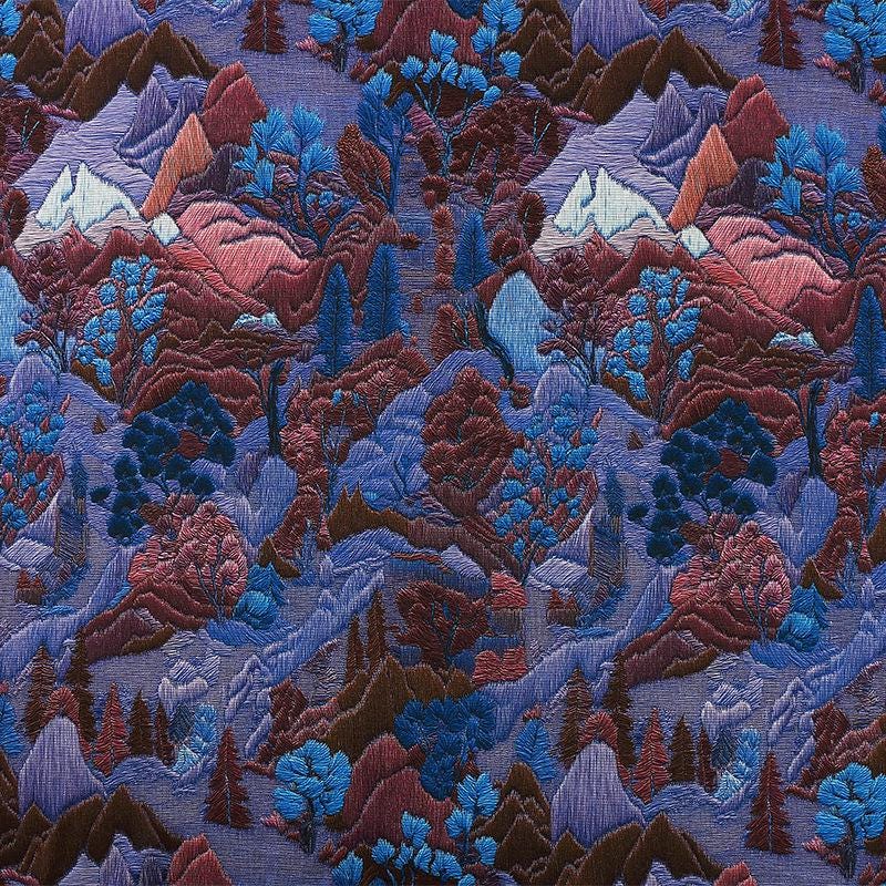 Embossed Forest Print Wool Silk Blend Fabric: Autumn Couture