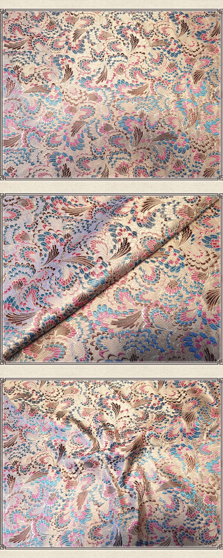 Celosia Silk Brocade Fabric: Cheongsam Qipao Upholstery, 29.5"W