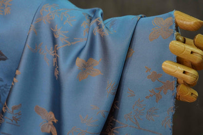 Tissu satiné de soie couleur sarcelle : 150 cm de large – Ameublement, costumes, rideaux
