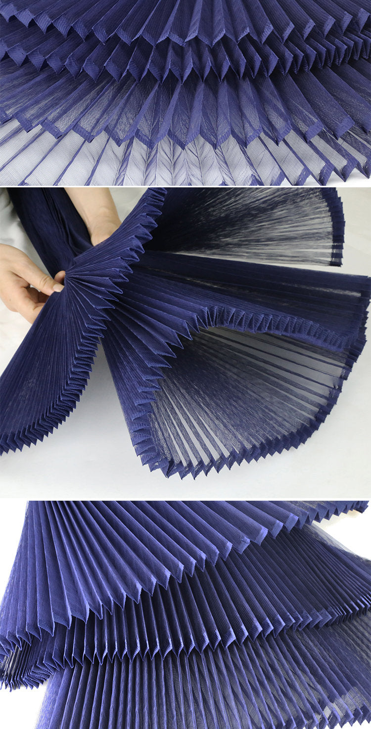 Pleated Hard Yarn Tulle Fabric: 63" Wide Designer Material