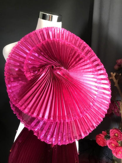 Mermaid Pleated Organza Fabric: Iridescent Gown & Costume Material