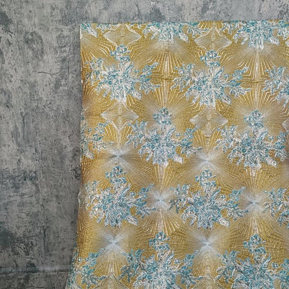 Metallic Brocade Fabric: 52"W Damask Jacquard with Gold Thread