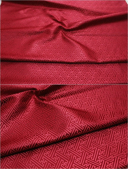 Chinese Brocade Fabric: Fret Pattern Silk Rayon Blend, 29.5" Wide
