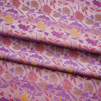 Vintage Jacquard Fabric: 3D Vivid Purple Floral, 55" Wide By The Meter