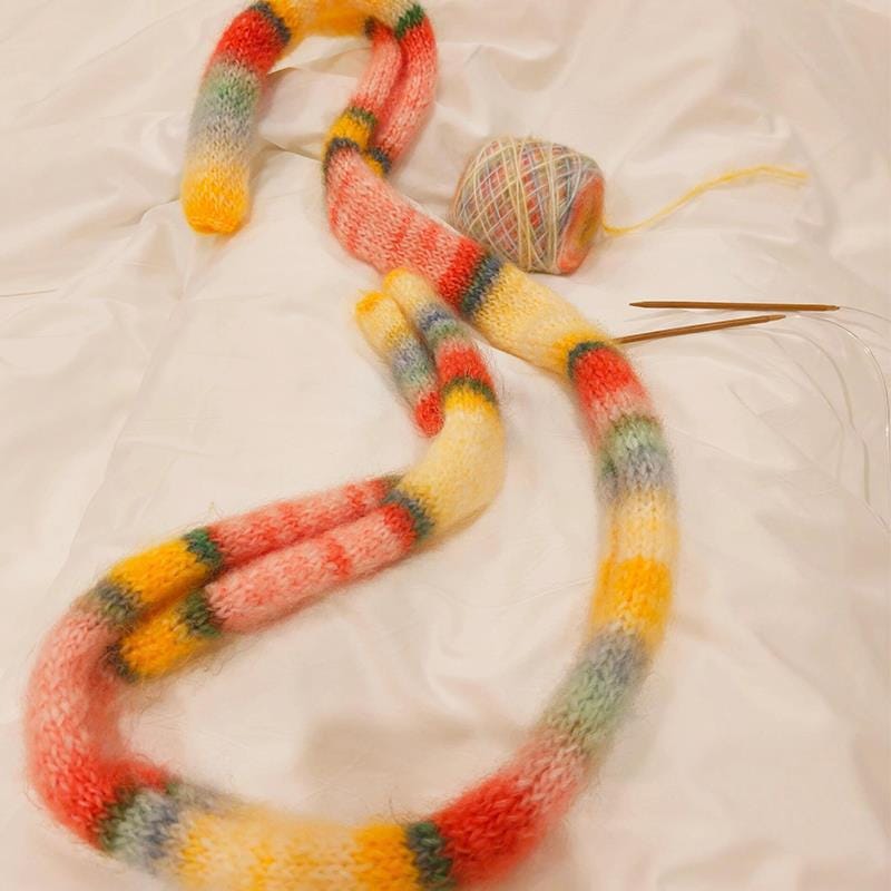 Rainbow Mohair Silk Yarn: Hand-Dyed Gradient Lace Knitting