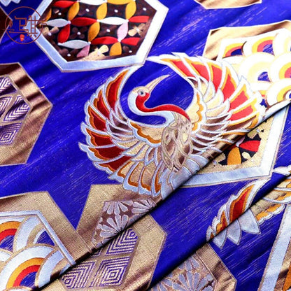 Crane Jacquard Satin Fabric: Birds Pattern, Costume Decor (by the meter)