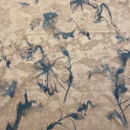 Floral Botanical Print Fabric: 55"W Polyester Spandex Blend