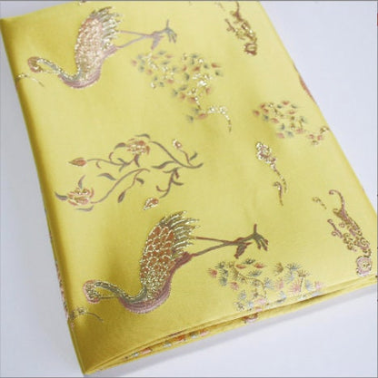 Gold Thread Damask Jacquard Fabric: Metallic Brocade, 57"W