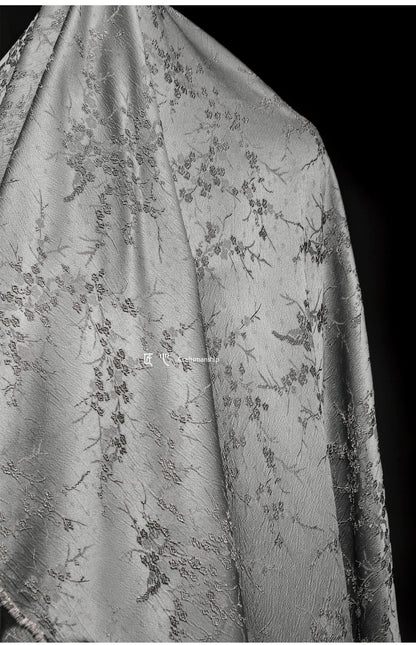 Red Plum Blossom Rayon Jacquard Damask Fabric - 59"W