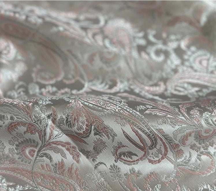 Pink Pipa Flower Jacquard Fabric: Cheongsam Qipao Sewing Material