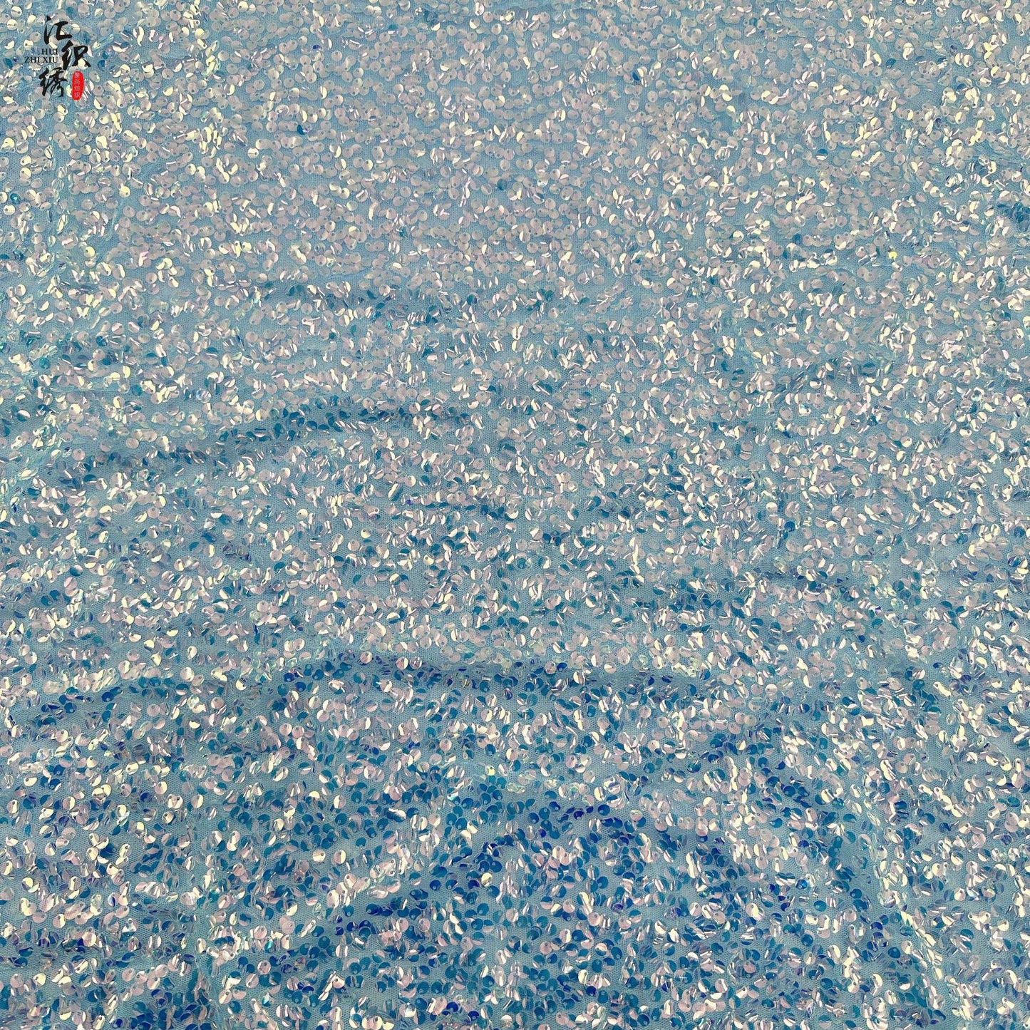 Sequin Embroidery Mesh Fabric, Full-Width Curved Beadwork, Costume Design by Yard