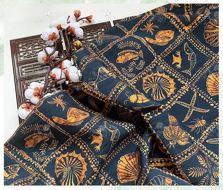 Tissu matelassé, coton coquillage à motif boussole orientale : Qipao, Hanfu et décoration intérieure