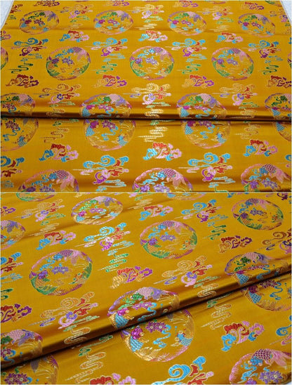 Chinese Brocade Fabric: Jacquard Silk Rayon Blend, Mongolian Gown Robe Decoration