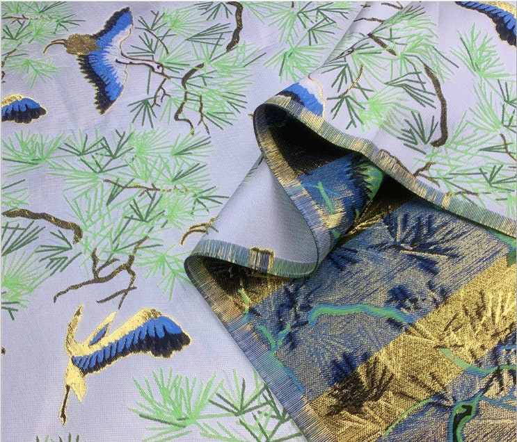 Crane & Pine Brocade Fabric: Cheongsam Qipao Sewing, Home Decor