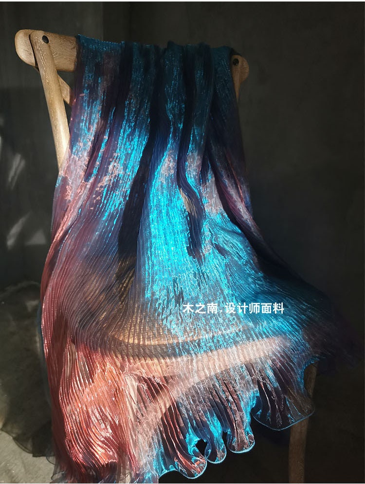 Pleated Big Wave Laser Organza Fabric - 57" W Stiff Texture