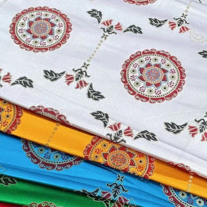 Tibetan Damask Brocade Fabric: Buddhism Inspired Rayon, 29.5"W, By The Meter
