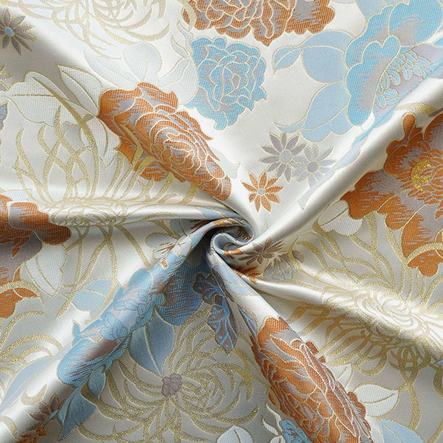 Floral Jacquard Fabric, Gold Thread Brocade, Luxury Upholstery (59"W)