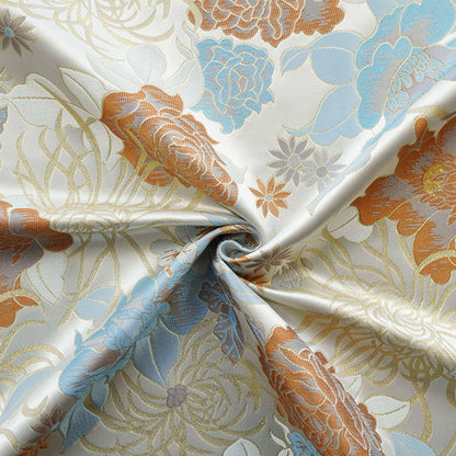 Floral Jacquard Fabric, Gold Thread Brocade, Luxury Upholstery (59"W)