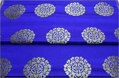 Brocart chinois : motif Fu & Shou, mélange soie et rayonne - Au mètre