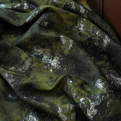 Galaxy Jacquard Fabric: Dark Blue Oil Painting Style, 62" Wide