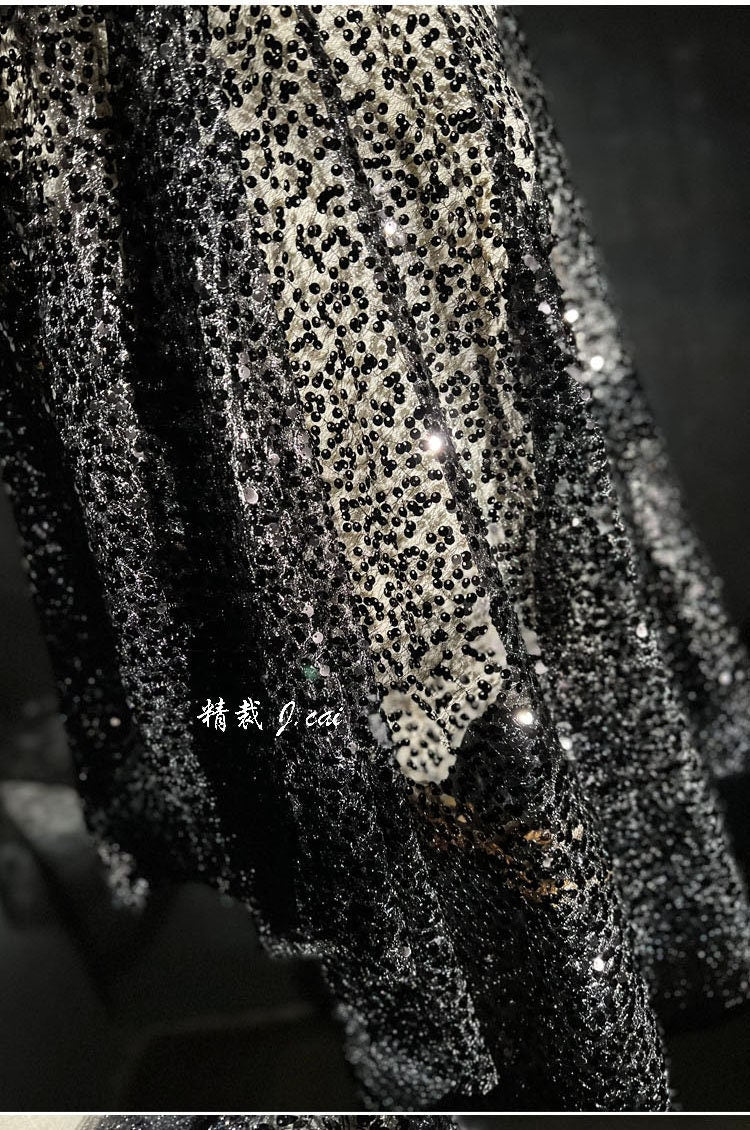 Fish Scale Sequin Mesh Fabric, 59"W Laser Jacquard, Prom Dress Sewing