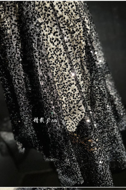 Fish Scale Sequin Mesh Fabric, 59"W Laser Jacquard, Prom Dress Sewing