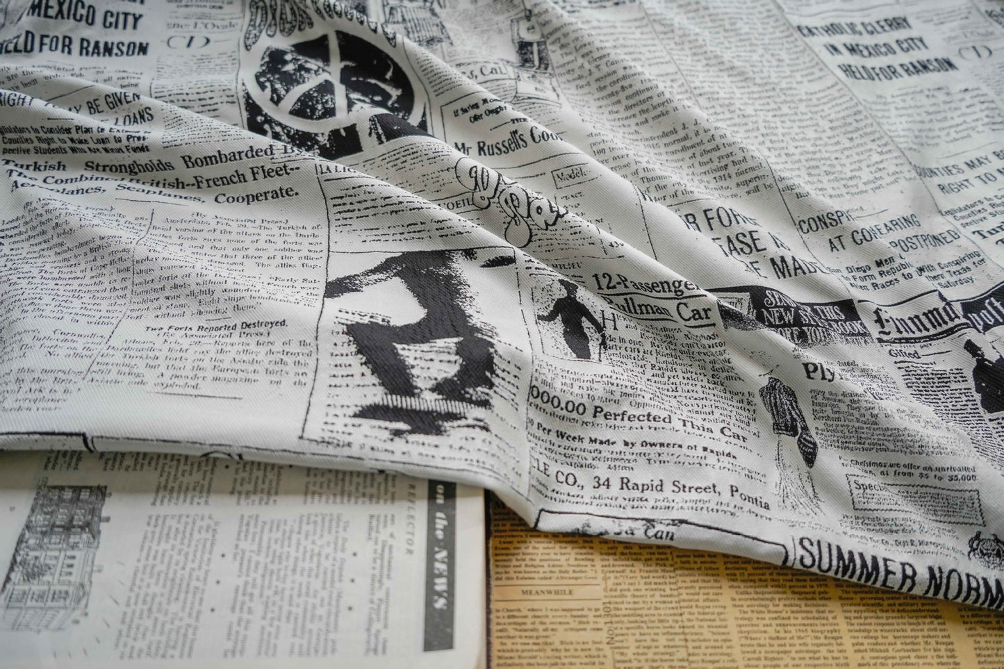 Newspaper Print Jacquard Fabric: Upholstery, Costume, & DIY Sewing - 54"W