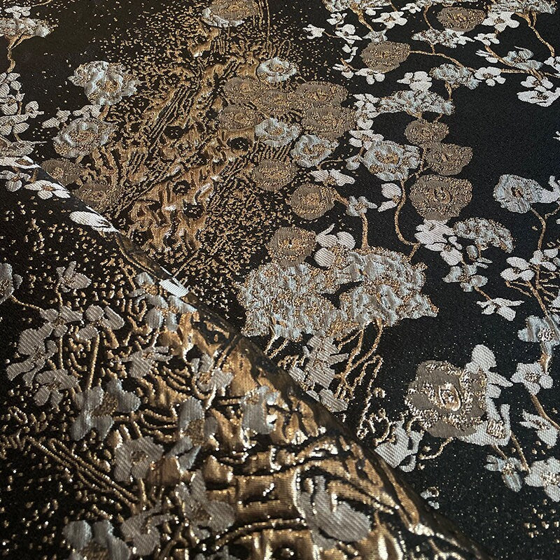 Metallic Floral Jacquard Fabric: 57" Wide Cotton Blend